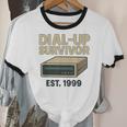 Dial Up Survivor Retro 90s Internet Nostalgia Unisex Cotton Ringer T-Shirt