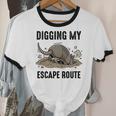 Digging My Escape Route Armadillo Introvert Humor Unisex Cotton Ringer T-Shirt