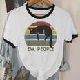 Ew People Cat Lazy Introvert Anti Social Unisex Cotton Ringer T-Shirt