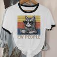 Ew People Introvert Cat Lover Crazy Vintage Cat Lady Unisex Cotton Ringer T-Shirt
