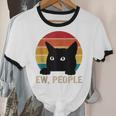 Ew People Introvert Cat Lover Cat Lady Vintage Unisex Cotton Ringer T-Shirt