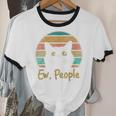 Ew People Retro Cat Lover Social Introvert Unisex Cotton Ringer T-Shirt