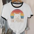Ew People Retro Vintage Anti Social Cat Introvert Unisex Cotton Ringer T-Shirt
