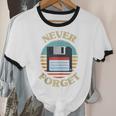 Never Forget Retro Diskette Nostalgia Vintage Unisex Cotton Ringer T-Shirt