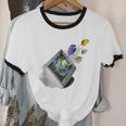 Frutiger Aero Aesthetic Tech Computer Aquarium Fishes Unisex Cotton Ringer T-Shirt