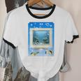 Frutiger Aero Aesthetic Tech Computer Aquarium Tarot Card Unisex Cotton Ringer T-Shirt