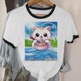 Frutiger Aero Aesthetic Tech Kawaii Ramen Cat Fishes Unisex Cotton Ringer T-Shirt Frutiger Aero Aesthetic Tech Kawaii Ramen Cat Fishes Unisex Cotton Ringer T-Shirt