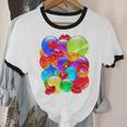 Frutiger Aero Aesthetic Tech Orb Pattern Heart Cherry Lips Unisex Cotton Ringer T-Shirt