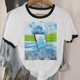 Frutiger Aero Aesthetic Tech Water Fishes Monitor Screen Unisex Cotton Ringer T-Shirt Frutiger Aero Aesthetic Tech Water Fishes Monitor Screen Unisex Cotton Ringer T-Shirt