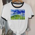 Frutiger Aero Dolphin Meadow Aesthetic Y2k 2000s Ironic Unisex Cotton Ringer T-Shirt