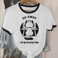 Go Away I'm Introverting Cat With Coffee Unisex Cotton Ringer T-Shirt Go Away I'm Introverting Cat With Coffee Unisex Cotton Ringer T-Shirt