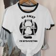 Go Away I'm Introverting Cat With Coffee Unisex Cotton Ringer T-Shirt
