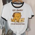 Go Away I'm Introverting Cozy Cat With Laptop And Coffee Unisex Cotton Ringer T-Shirt Go Away I'm Introverting Cozy Cat With Laptop And Coffee Unisex Cotton Ringer T-Shirt