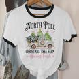 Holiday Scene Nostalgia North Pole Tree Farm Merry Christmas Unisex Cotton Ringer T-Shirt
