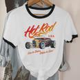 Hotrod Vintage Style Car Nostalgia Hotrod Distressed Premium Tri-Blend Unisex Cotton Ringer T-Shirt