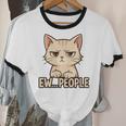 Introvert Anime Cat Ew People Unisex Cotton Ringer T-Shirt