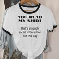 Introvert “You Read My Shirt” Tee T-Shirt Unisex Cotton Ringer T-Shirt Introvert “You Read My Shirt” Tee T-Shirt Unisex Cotton Ringer T-Shirt