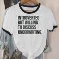 Introverted Underwriter Underwriting Introvert Unisex Cotton Ringer T-Shirt