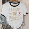 I Love 80's Music Retro Style Nostalgia Cassette 1980s Party Unisex Cotton Ringer T-Shirt