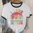 I Love 90's Music Retro Style Nostalgia Cassette 1990s Party Unisex Cotton Ringer T-Shirt