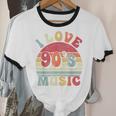 I Love 90's Music Retro Style Nostalgia Cassette 1990s Party Unisex Cotton Ringer T-Shirt