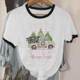 North Pole Tree Farm Merry Christmas Holiday Scene Nostalgia Unisex Cotton Ringer T-Shirt