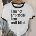 I Am Not Anti Social I Am Anti Idiot Introvert Saying Unisex Cotton Ringer T-Shirt I Am Not Anti Social I Am Anti Idiot Introvert Saying Unisex Cotton Ringer T-Shirt
