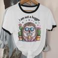 I Am Not a Hugger Introvert Hedgehog With Cactus Unisex Cotton Ringer T-Shirt