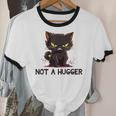 Not A Hugger Tee Angry Cat Sarcastic Cute Introvert Unisex Cotton Ringer T-Shirt