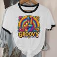 Peace Sign Groovy Vibes Costume Nostalgia Tie Dye Fashion Unisex Cotton Ringer T-Shirt