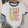 Peace Sign Love Groovy Vibes Costume Nostalgia 1980s Fashion Unisex Cotton Ringer T-Shirt