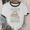 Please Be Patient With Me I'm From The 1900s Steam Train Premium Unisex Cotton Ringer T-Shirt