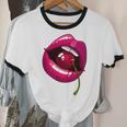 Rainbow Lips With a Cherry In The Mouth 80s Nostalgia Premium Tri-Blend Unisex Cotton Ringer T-Shirt Rainbow Lips With a Cherry In The Mouth 80s Nostalgia Premium Tri-Blend Unisex Cotton Ringer T-Shirt
