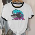 Retro 80s Shark Whale Diving Nostalgia Shark Party Unisex Cotton Ringer T-Shirt