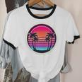 Retro 80s Synthwave Sunset & Palm Trees Retro Nostalgia 80s Unisex Cotton Ringer T-Shirt