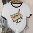 Retro Cassette Tape & Pencil Rewind Nostalgia Party 80s 90s Premium Unisex Cotton Ringer T-Shirt