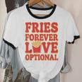 Retro Fast Food Nostalgia Vintage Diner Fries Shakes Burgers Unisex Cotton Ringer T-Shirt