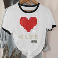 Retro Gamer 1 Life Pixel Heart – 8-Bit Gaming Nostalgia Unisex Cotton Ringer T-Shirt