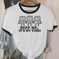 Retro Pager Squad Minimalist Monochrome Cartoon Nostalgia Unisex Cotton Ringer T-Shirt