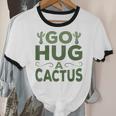 Sassy Saying Go Hug Cactus Introverts Sassy Quote No Hugs Unisex Cotton Ringer T-Shirt