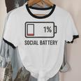 Social Battery 1 Shirt Introvert Anti Social Tee Gif Unisex Cotton Ringer T-Shirt