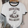 Socializing Was a Mistake Prairie Dog Introverts Humor Unisex Cotton Ringer T-Shirt