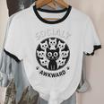 Socially Awkward Cute Introvert Cat Meme Anti-Social Club Unisex Cotton Ringer T-Shirt