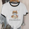Sorry I Can't Indoor Cat Top For Introvert With Coffee Book For Men Women Kids Unisex Cotton Ringer T-Shirt