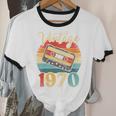 Vintage 1970 Retro Cassette Tape 70s Born Nostalgia Birthday Unisex Cotton Ringer T-Shirt