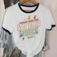 Vintage 1980 Retro Badge Decade Nostalgia Graphic Emblem Unisex Cotton Ringer T-Shirt
