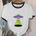 I Wanna Go Home Introvert UFO UAP Flying Saucer Trippy Alien Unisex Cotton Ringer T-Shirt