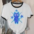 Yk2 Grunge Earthy Blue Cat With Stars Tomboy 90s Nostalgia Unisex Cotton Ringer T-Shirt Yk2 Grunge Earthy Blue Cat With Stars Tomboy 90s Nostalgia Unisex Cotton Ringer T-Shirt