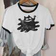 Yk2 Grunge Scary Cat With Tail Tomboy 90s Nostalgia Indie Unisex Cotton Ringer T-Shirt