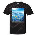 Frutiger Aero Aesthetic Tech Ocean Underwater Fishes Tie-Dye T-Shirts Black Tie-Dye